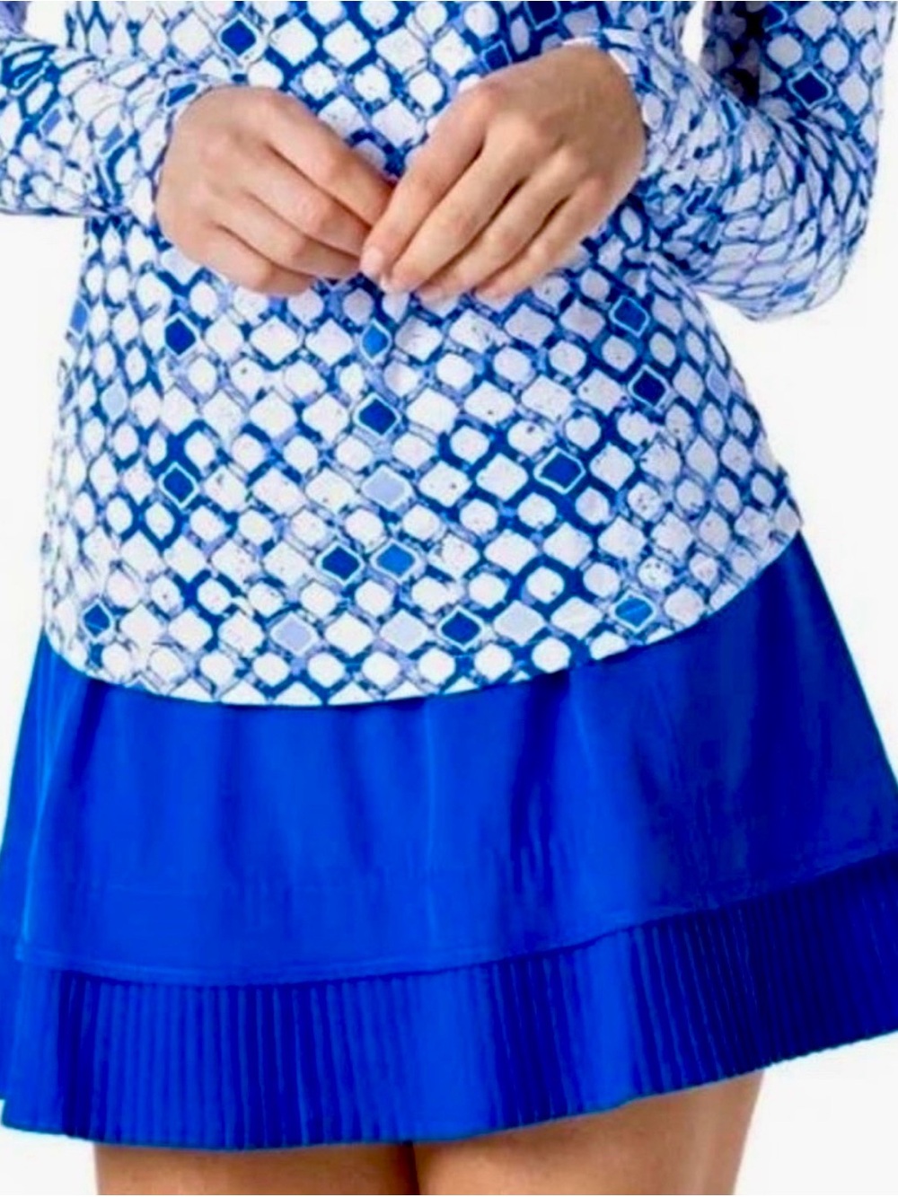 IBKUL Electric Blue Mini Skirt with Pleated Hem